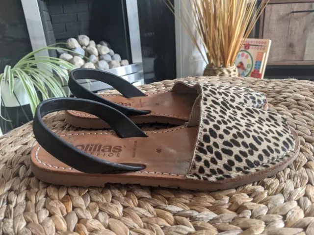 Solillas By Office Leopard Print Fur Slingback Sandals Shoes Flats Size 6.5/40