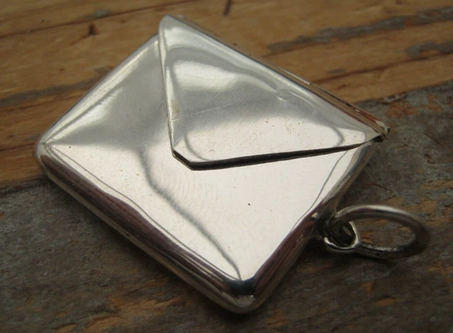 Custodia a forma di francobollo in argento sterling stile antico Birmingham con marchio distintivo