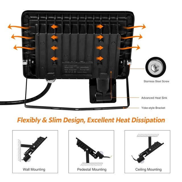 50W LED Flutlicht Strahler Fluter Scheinwerfer Außen Baustrahler Lampe Kaltweiß 6