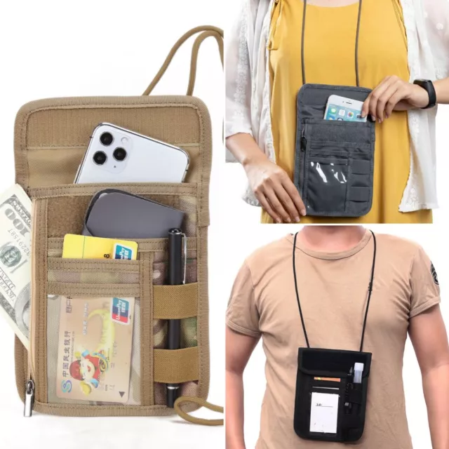 Passport Holder Nylon Travel Neck Wallet ID Card Organizer Pouch Neck Lanyard US