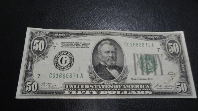 Federal Reserve Note 1928 $50 Fifty Dollar Bill In Great Condition!!!!!