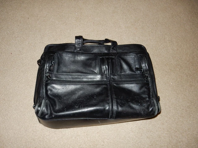 Tumi Men's Messenger Leather Briefcase Black