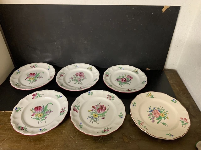 Lot De 6 Assiettes Plates Provincial Bouquet 1987 - JMP Marketing - 27cm - Occasion