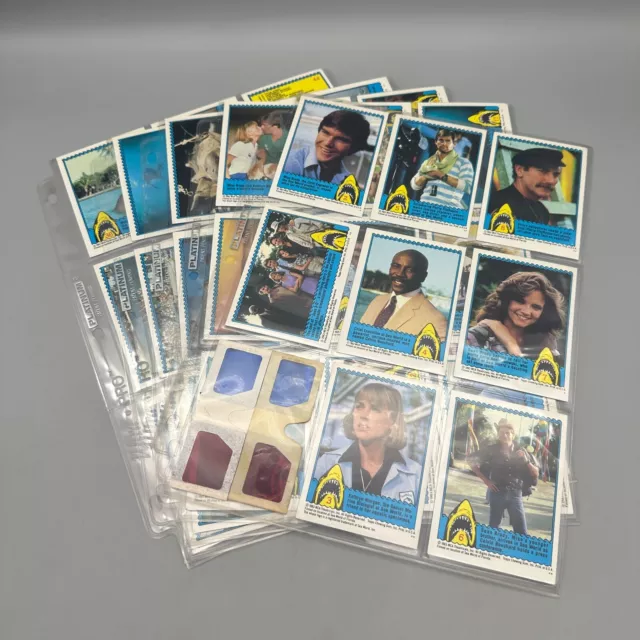 1983 TOPPS Jaws 3-D Trading Card Set 44 Card Complete Set w/ 2 3D Glasses