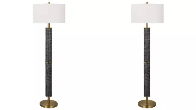Pair Summit Urban Modern Iron Antique Brass Xxl 63" Floor Lamps Uttermost 30102