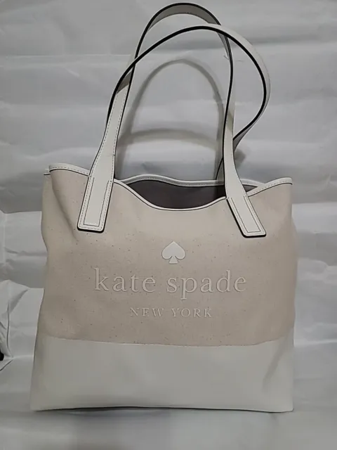 Kate Spade Women's Francis Lott Street Shopper Tote Handbag Large White/Natural