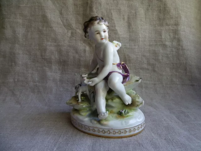 Statuette En Porcelaine De Saxe - Volkstedt - Ange, Putti, Amour, Cupidon