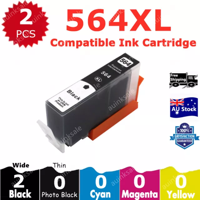 2x Compatible Ink Cartridge 564XL 564 Black For HP 5520 3520 6520 4620 3070a