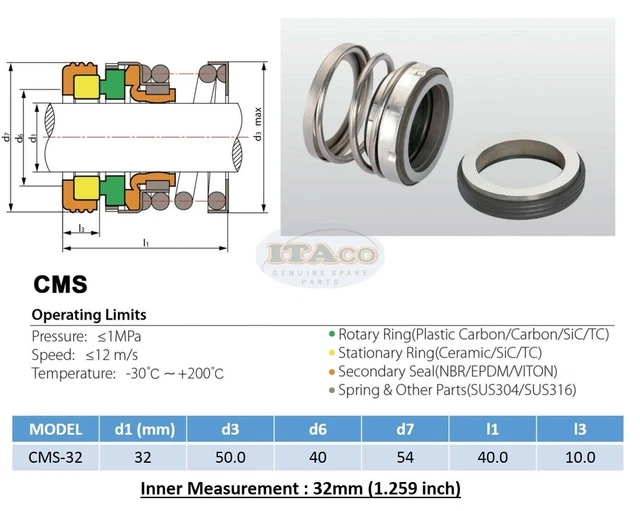 Soffiatore meccanico pompa acqua soffiatore immersione 32 mm ts560a anello rotante molla in carbonio