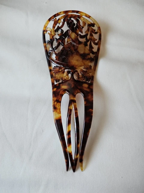 VINTAGE SPANISH HAIR COMB TORTISE Handmade Spain FLEMENCO DANCER one of kind