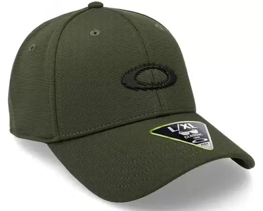 Oakley Mens Static Icon Hat Baseball Golf Flexfit Cap Dark Brush Large/XLarge