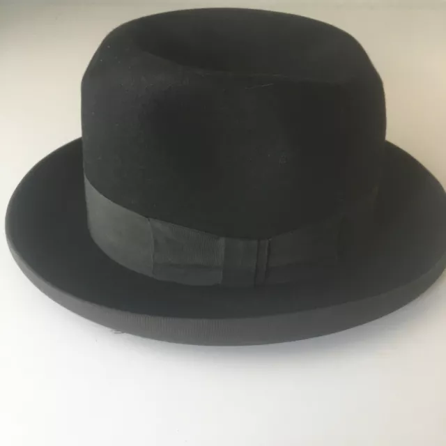 MOORES BRITISH MADE BOWLER HAT  Original Vintage Black  Size 6 3/4