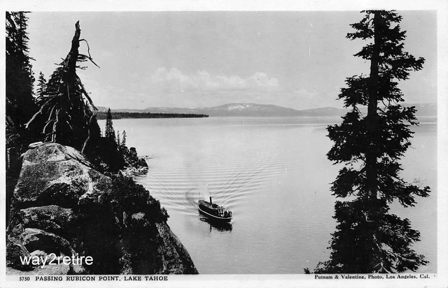 Postcard CA Lake Tahoe Rubicon Point Steamer El Dorado County Calif RPPC c1910