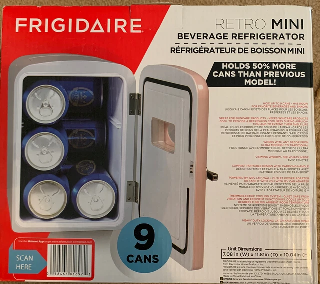 FRIGIDAIRE PORTABLE RETRO Extra Large 9Can Mini Fridge EFMIS175 Pink