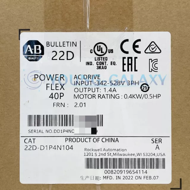 2022 New Sealed Allen-Bradley 22D-D1P4N104 PowerFlex 40 0.4kW 0.5Hp AC Drive