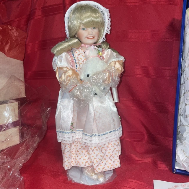 Vintage knowles Mary Had A Little Lamb collectible porcelain doll With Cert