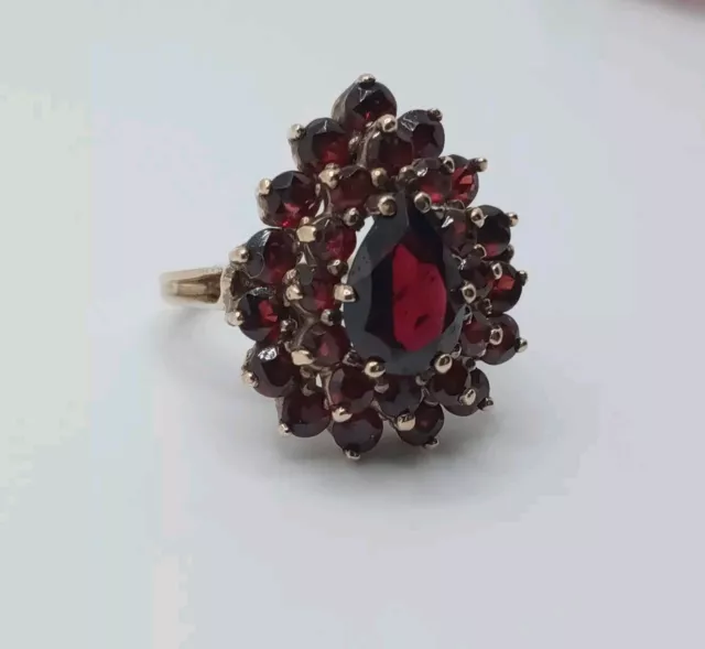 VINTAGE 10K SOLID Yellow Gold Garnet Ladies Ring Size 6.25 Signed ...