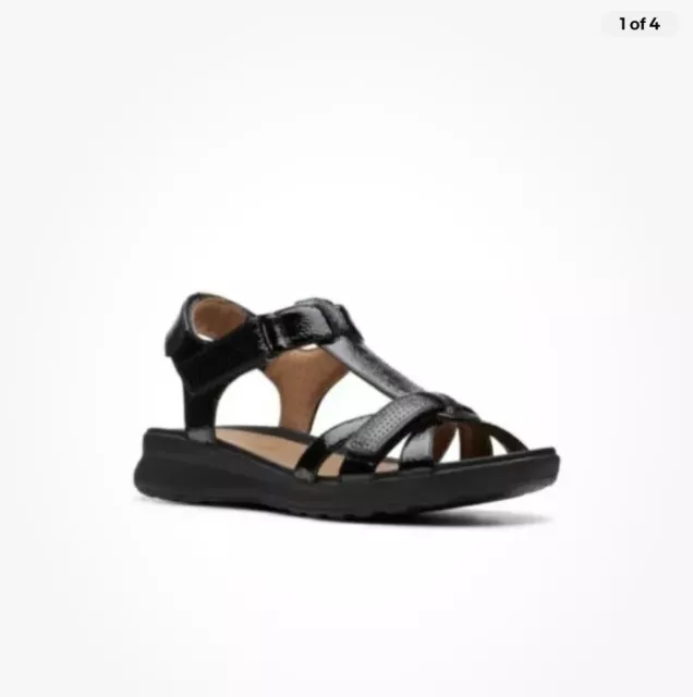 CLARKS UN ADORN Vibe Navy Nubuck Leather Touch Fasten T Bar Slingback Sandals 69.99 PicClick UK