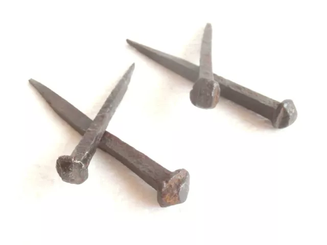 💥 1800's ANTIQUE lot 4 large wrought iron NAILS 4.29" to 5.50" BLACKSMITH MADE