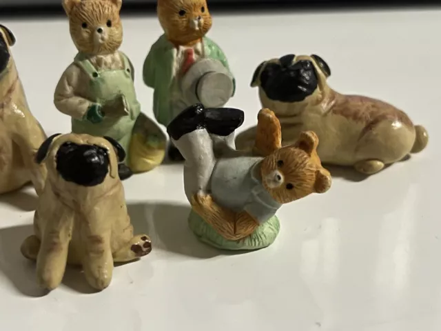 Bulk Lot Of 6 Mini Teddy Bear And Dog Figurines Ceramic 2
