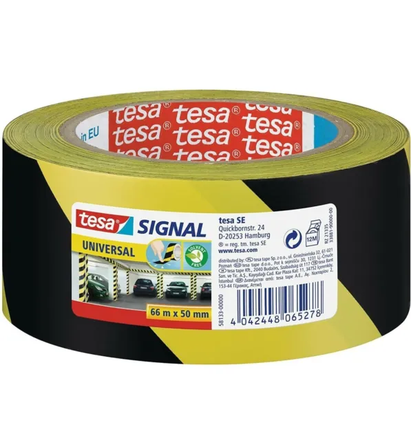 Tesa Signal Universal Markierungsband 66 m: 50 mm Gelb/Schwarz