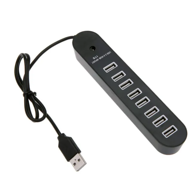 8 Port USB 2.0 Data HUB High Speed Splitter Extender Built-In USB Cable