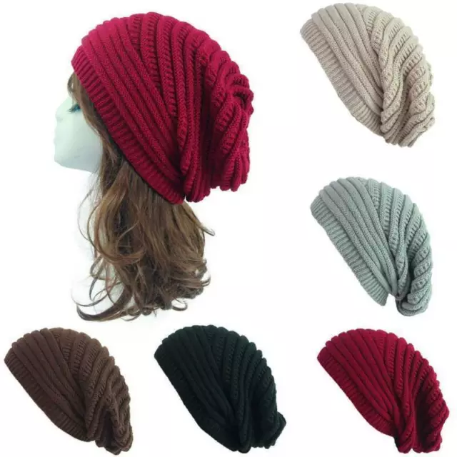 Men Ladies Knitted Winter Slouch Beanie Hat Cap Skateboard Ski Caps Hats Loose