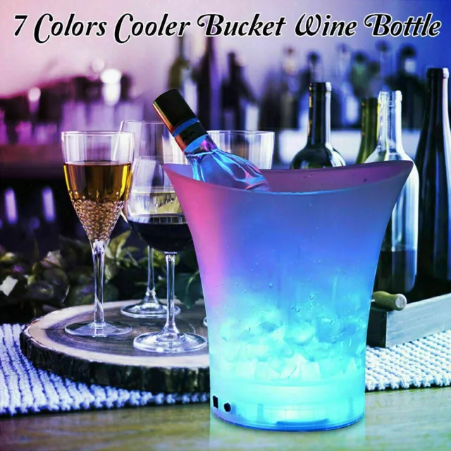 Eiswürfelbehälter Champagnerkühler Party Sektkühler Flaschenkühler Eisbox 5L LED