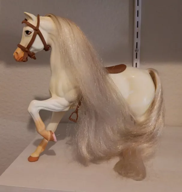 11" Mattel Vintage Barbie White Horse w/ Blond Mane & Tail Plastic Riding Horse