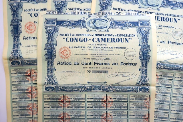Congo Cameroun Comptoirs D Importation Et D Exportation 100 Frs 1928 X 10