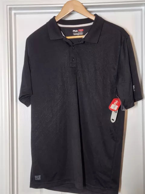 NEW Mens Black Fila Sport Golf Polo Shirt Size M Short Sleeve NWT