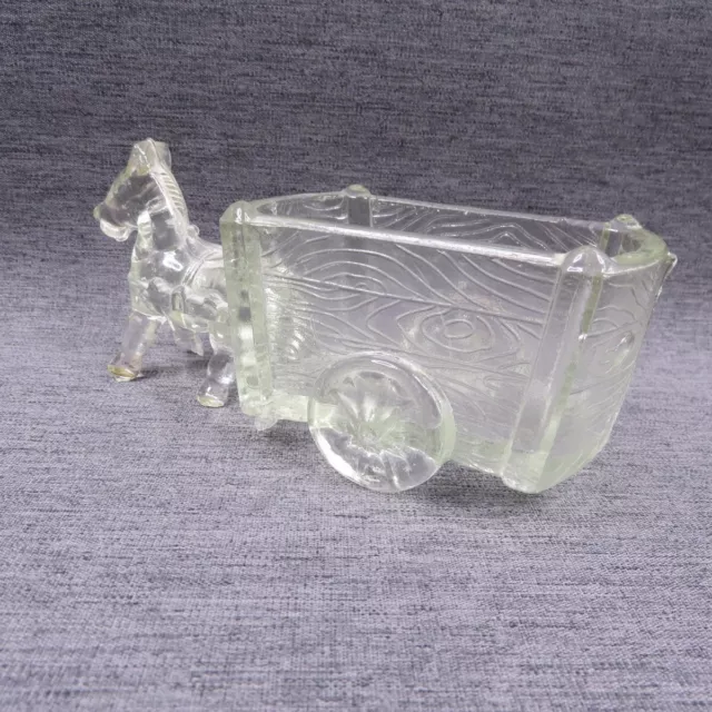 Glass Figurine Horse Or Donkey Pulling Cart 15cm Long 3