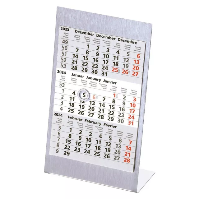 3MONATSTISCHKALENDER EDELSTAHL 2025/2025 silber matt Kalender 10,5 x