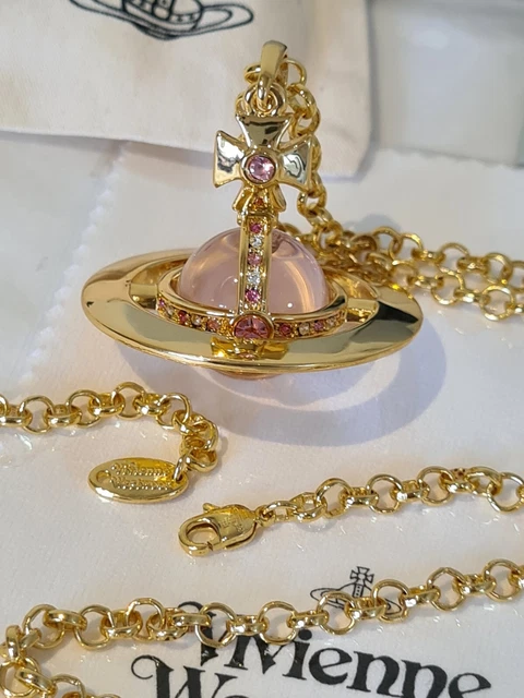 Vivienne westwood diamante rose gold tone orb pendant deals