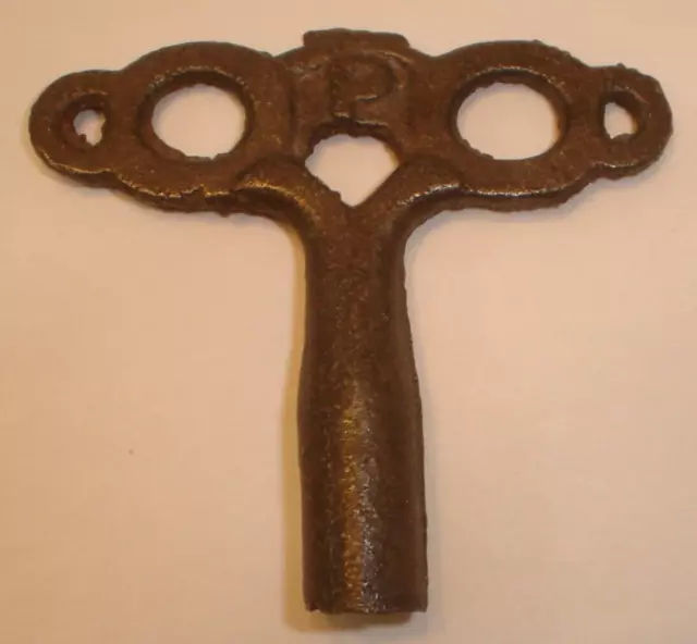 Antique P Cast Iron Mantel / Wall Clock Winding Key Vintage Furnace Radiator A15