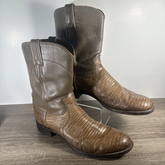 Lizard Roper JUSTIN MENS EXOTIC Lizard Tan Roper Boots #3137 Size 9.5 D £54.39 ...