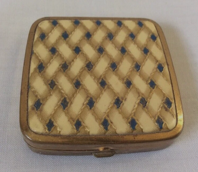 Poudrier De Sac Patrys En Cuir Et Métal Noir - Avec Miroir - Occasion Bon état - Dimensions 8 X 6 Cm Environ