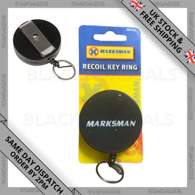 UK Retractable Stainless Steel Keyring Pull Ring Key Chain Recoil Heavy Duty