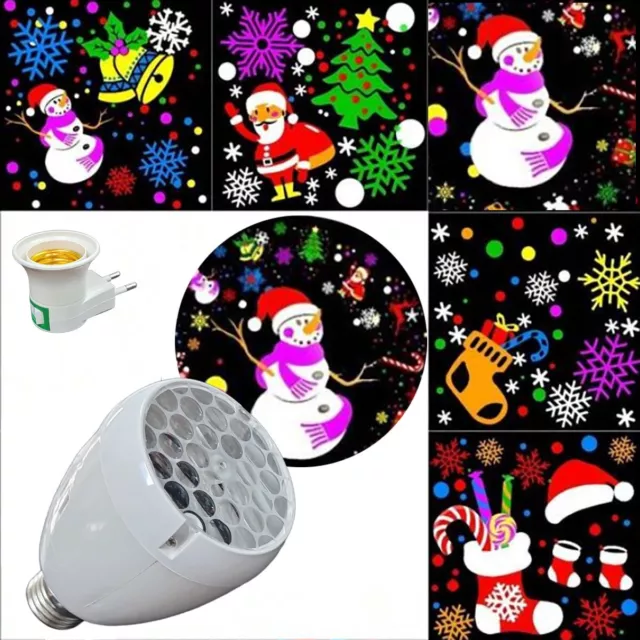 Lampada Lampadina Led Rgb Rotante Effetto Luci Multicolor E27 Babbo Natale Renne