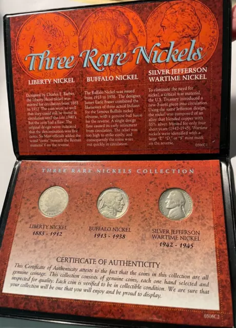 Three Rare Nickels Set Liberty Buffalo Jefferson (US-582)