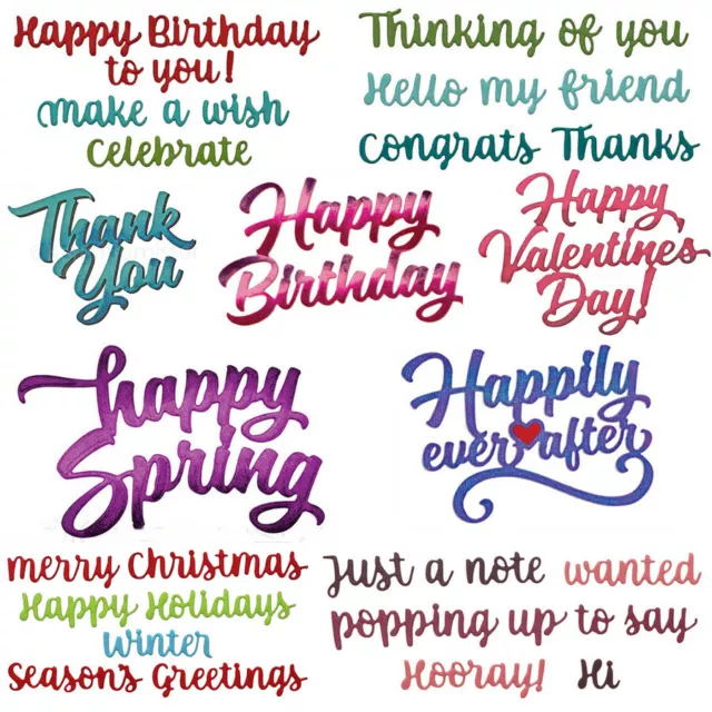 Greetings Birthday Words Metal Cutting Dies Embossing Stencils Diy Scrapbooking