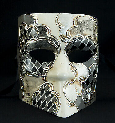 Mask from Venice Bauta Bridge Of Rialto White Silver Decoration Wall 1171