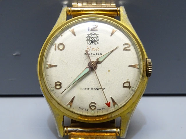 MONTRE BRACELET BASIS 15 JEWELS MECANIQUE SUISSE ANTIMAGNETIC