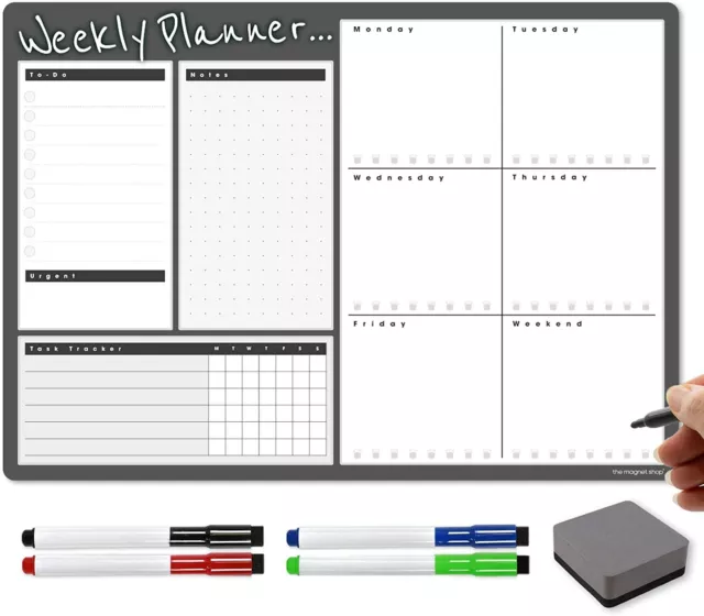 Magnetic Weekly Planner, Whiteboard Fridge Calendar, Memo Board Meal Planner