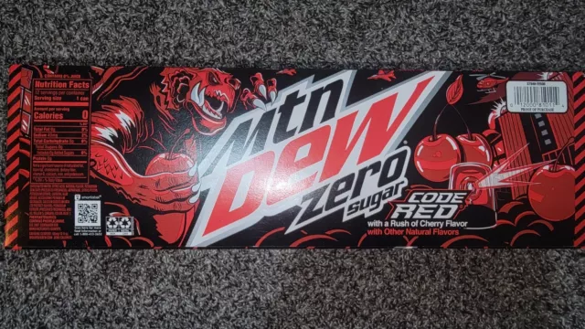 MOUNTAIN DEW  Code Red Zero Sugar 12 PACK Cans 12oz ea Fresh 03/24 Hard To Find