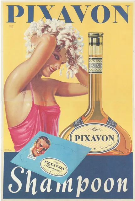 PIXAVON Shampoo Haarwaschmittel Werbung Flasche Schaum Kunstdruck Werbung 378