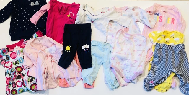 Lot 14 pieces 3 months Baby Girl Clothes Sleep Pjs Bodysuit Pants Little sister