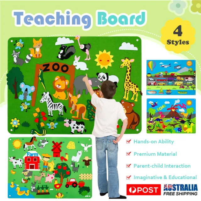 3.5Ft Children's Teaching Felt Board Set Kids Early Learning Interactive Play AU