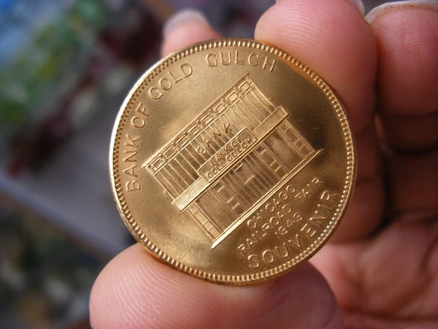 Vtg 1949 Chicago Railroad Fair Bank of Gold Gulch Medal Token