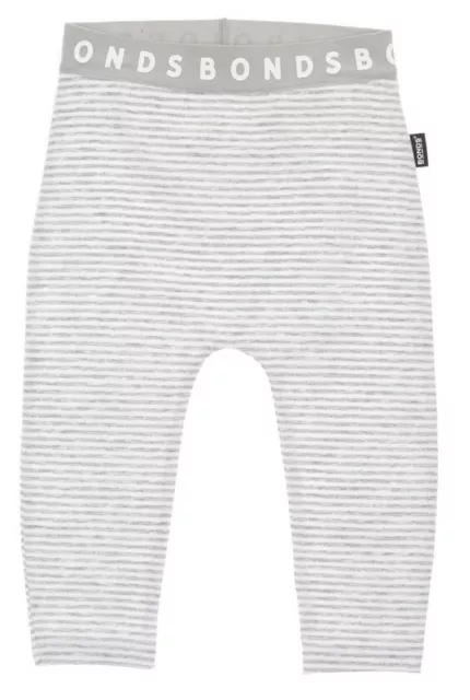 Bonds BXUGA 'Grey/White Stripe' Stretchies Leggings BNWT Size 2 18-24 months